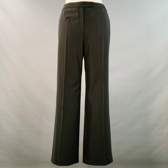 ELIE TAHARI Size 12 Black Polyester Blend Pinstripe Straight Dress Pants - Picture 1 of 6